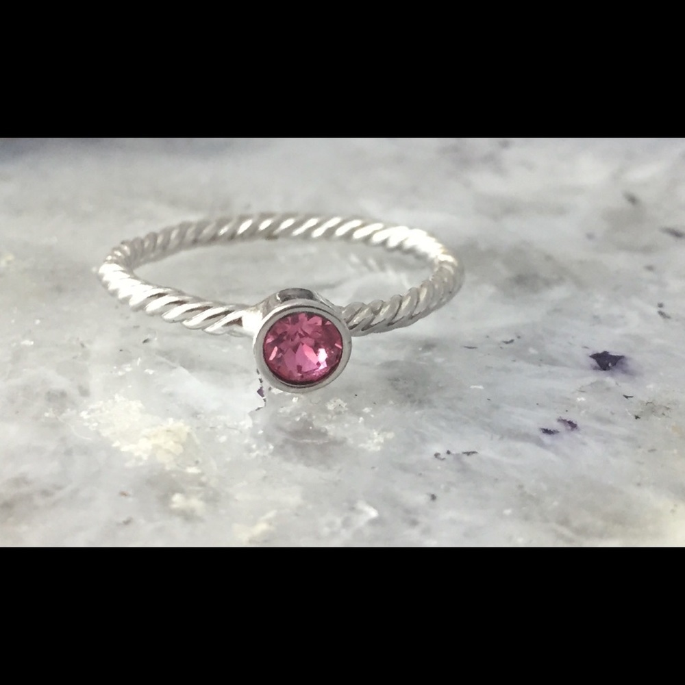 ❤️Pink Opal Birthstone Sterling Silver Ring size 8